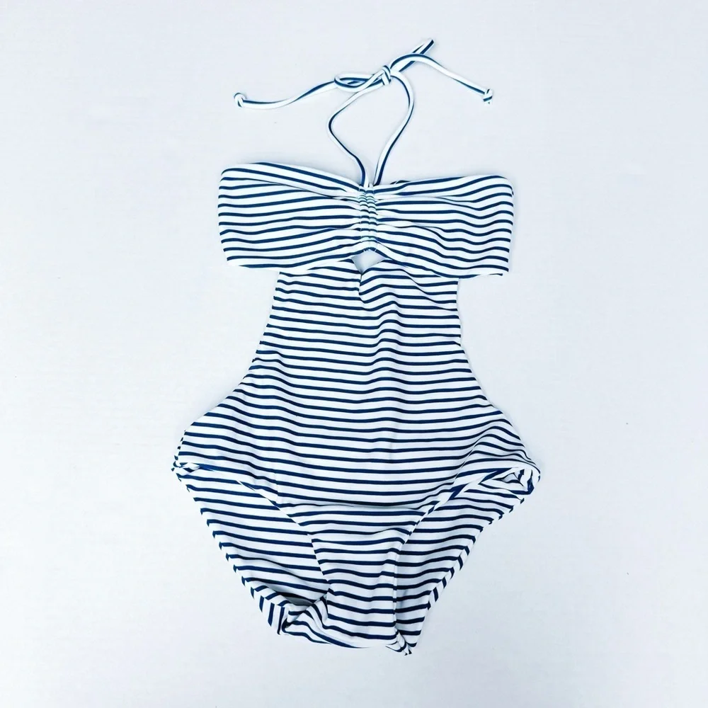 Mikoh - Blue and White Striped One Piece Swimsuit